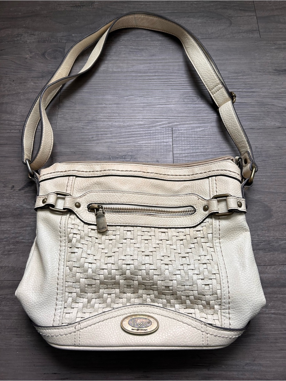 b.o.c. Vintage leather Beige Woven Bag